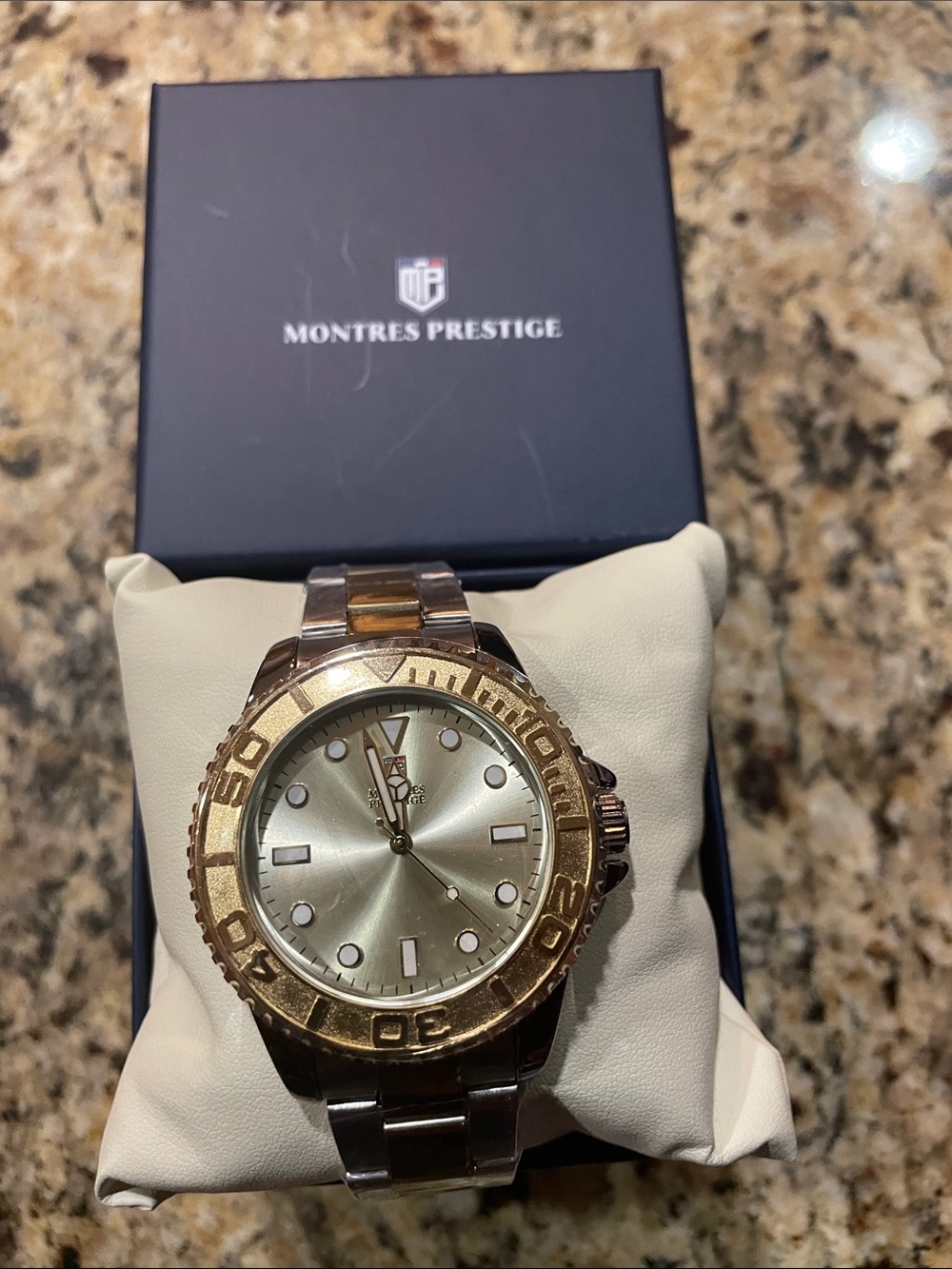 Montres Prestige Men's Two-Tone Gold and Silver Dive Watch